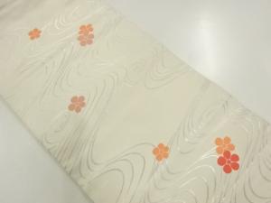 流水に花模様織り出し名古屋帯